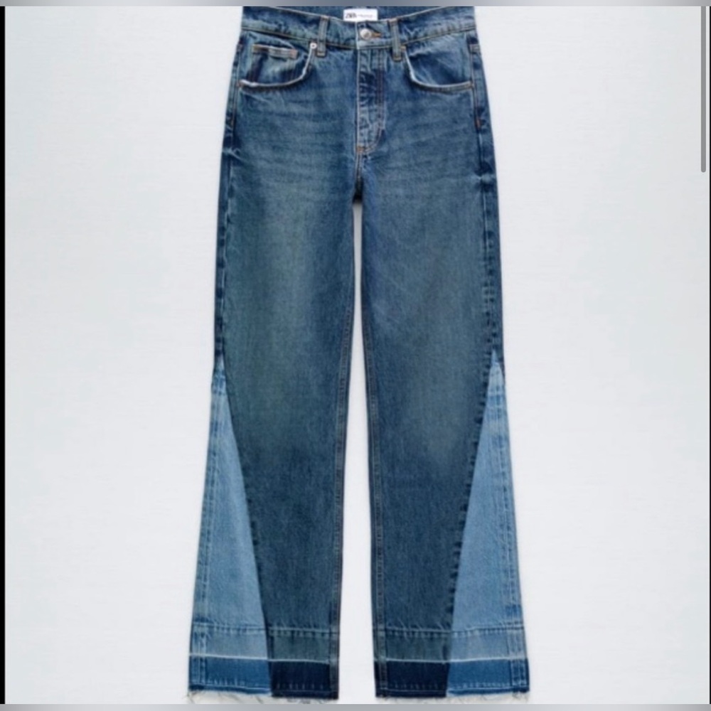 NWT ZARA Wide Leg Patchwork Collection Jeans SIZE 32